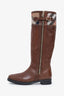 Burberry Brown Leather Colville High Boots Size 38.5