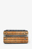 Pre-loved Chanel™ 2019 Black/Beige Raffia Patent Small CC Filigree Vanity Case