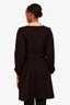 Prada Black Virgin Wool Collared Button Up Pleated Midi Jacket Size 48