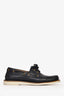 Gucci Navy Blue Leather Web Detail Boat Shoes Size 7.5 Men's