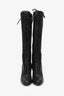 Miu Miu Black/Purple Leather Lace Up Knee High Stiletto Boots Size 37.5
