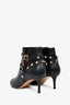 Valentino Black Leather Rockstud Heel Ankle Boots Size 38.5