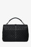 Saint Laurent Black Chevron Large College Bag