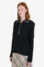 Burberry Black Cotton Nova Check Trim LS Polo Shirt Size L