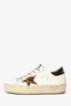 Golden Goose White/Black Leather Leopard Print Star 'Hi Star' Sneakers Size 35