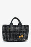 Prada Black Tweed Tela Tote With Pins