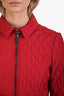 Burberry London Vintage Red Quilted Cropped Jacket Size 6