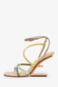 Fendi Gold/Silver Metallic Strappy Heels Size 38
