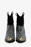 Giuseppe Zanotti Black Suede Crystal Toe Cap Ankle Boots Size 38