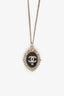 Pre-loved Chanel™ 2013 Gold-Plated Metal Black Resin CC Pendant Necklace
