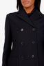 Christian Dior Black Wool Silk Double Breasted Blazer Size 8