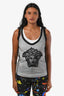 Versace Black and White Mesh Overlay Medusa Tank Top Size 40