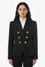 Blazer Balmain croisé en laine noire, taille 40