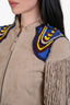 Diesel Vintage Beige Suede Fringe Beaded Jacket Size S