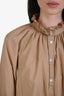 Veronica Beard Beige Cotton Ruffled Cuff Neck Blouse Size S