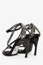 Alexander McQueen Black Satin Crystal Strappy Heels Size 38