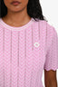 Maje Pink Chevron Knit Short Sleeve Sweater Size 1