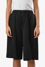 Issey Miyake Black Long Zipper Pull Elastic Waistband Single Pleat Shorts Size 2
