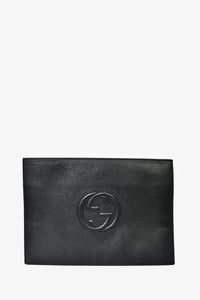 Gucci Black Pebbled Leather Soho Envelope Pouch