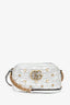 Gucci Silver Leather Pearl Studded GG Marmont Shoulder Bag