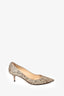 Jimmy Choo Gold Glitter Pointed Toe Kitten Heel Size 35.5