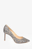 Jimmy Choo Silver Metallic Lace Pointed Toe Heels Size 41.5