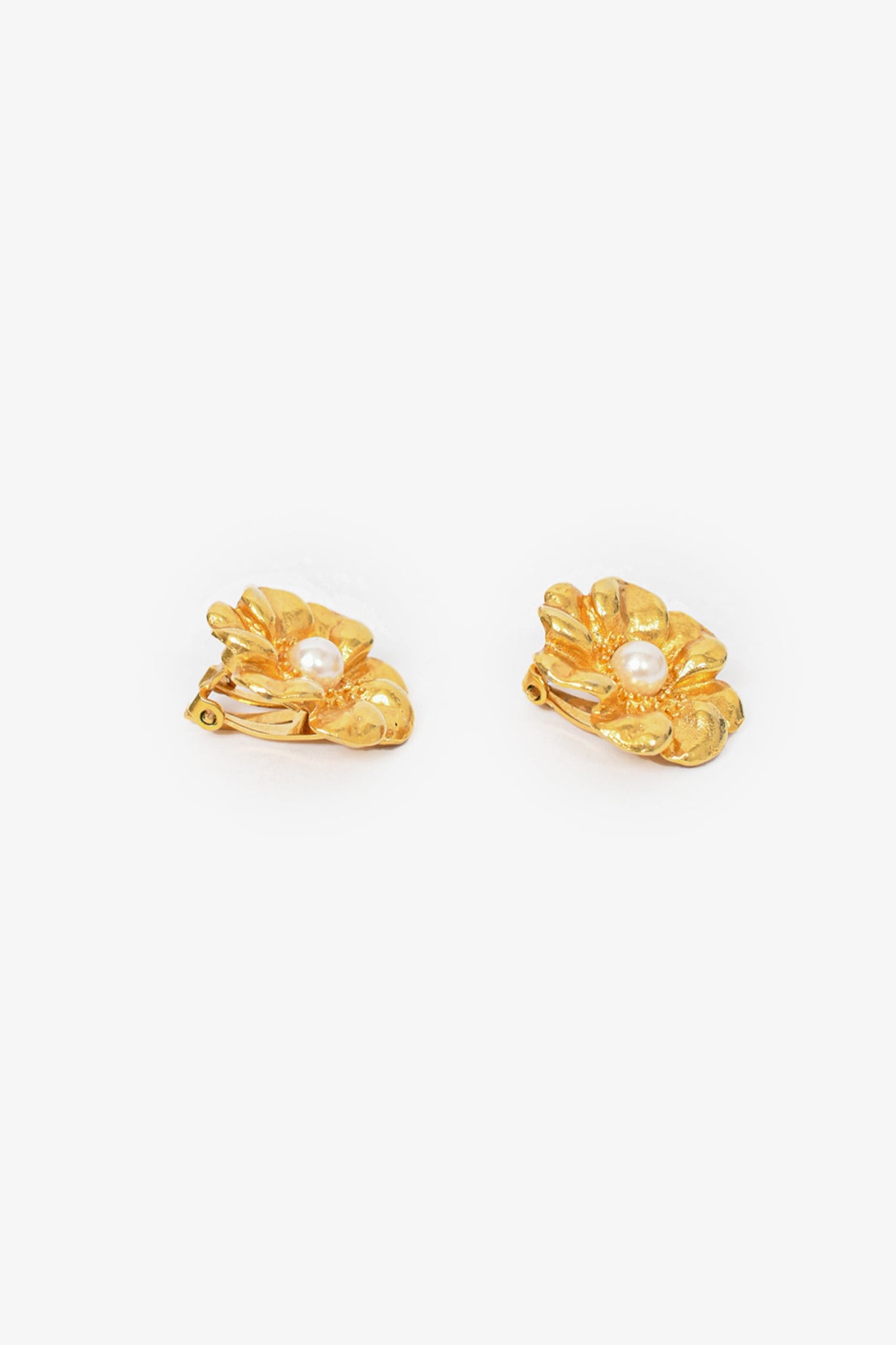 Kenzo Gold Toned Flower Clip On Earrings