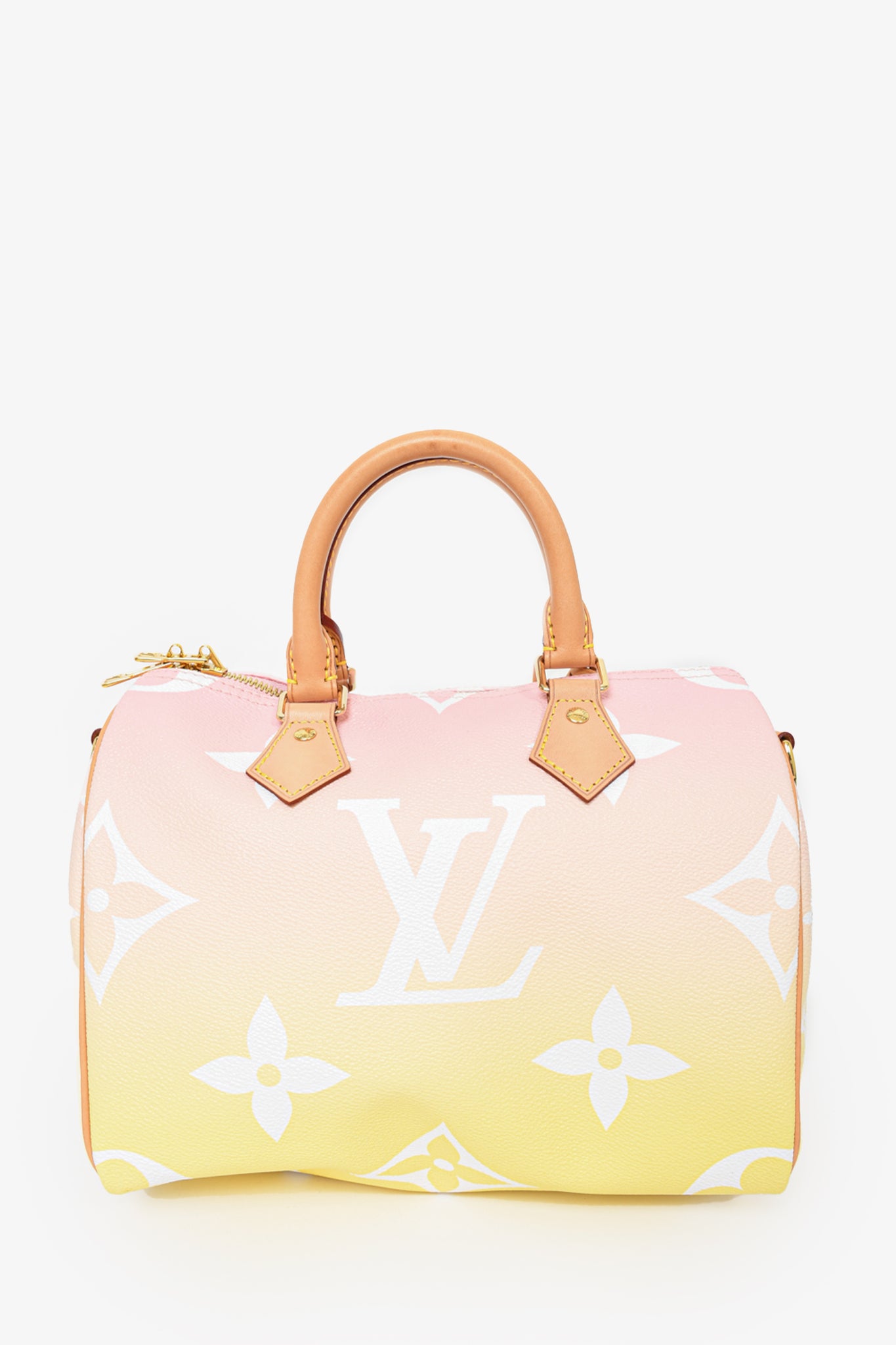 Louis Vuitton 2021 Pink/Yellow Ombre Giant Monogram Leather 'By the Pool' Speedy 25 Bandouliere w/ Strap