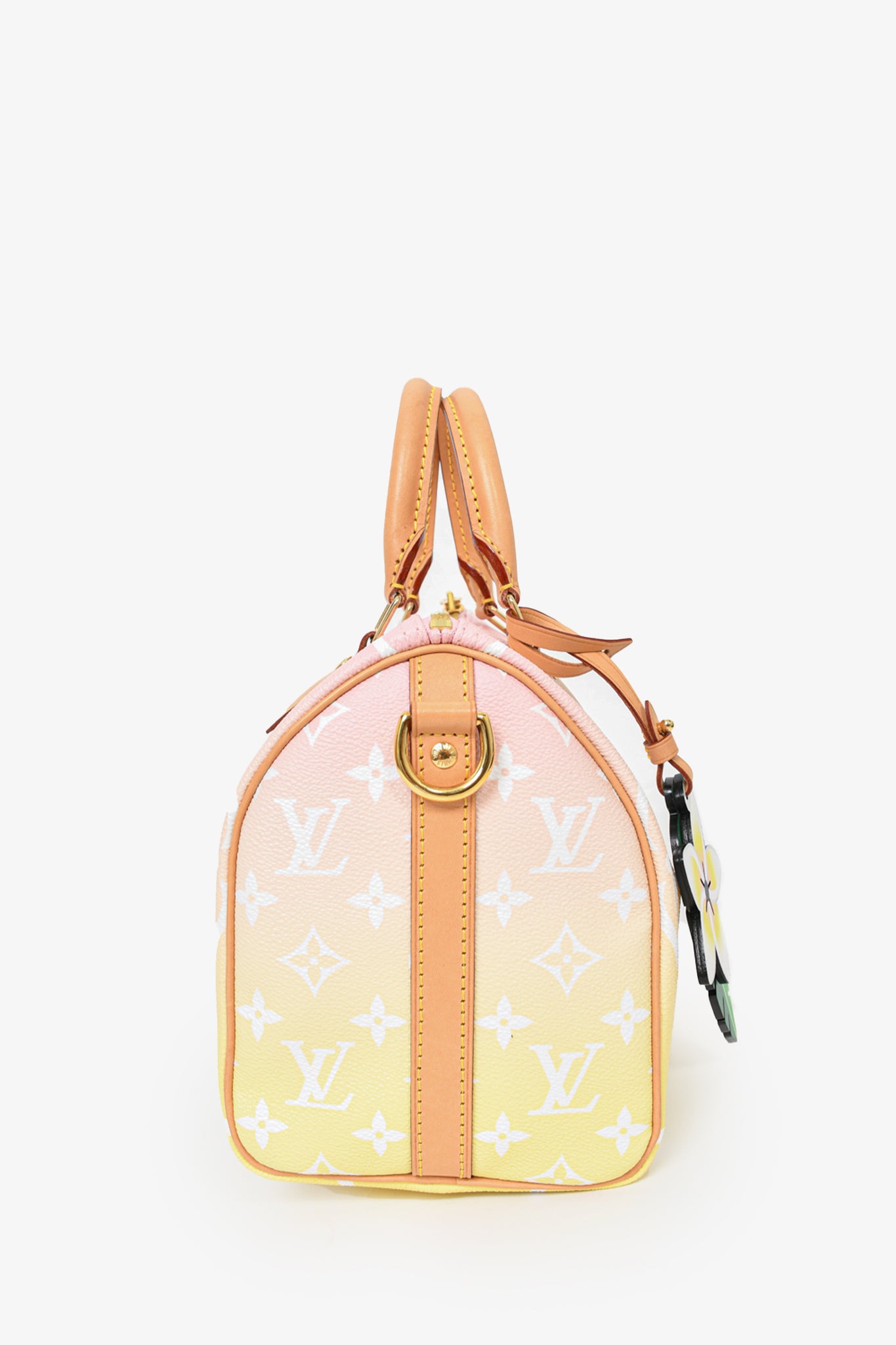 Louis Vuitton 2021 Pink/Yellow Ombre Giant Monogram Leather 'By the Pool' Speedy 25 Bandouliere w/ Strap