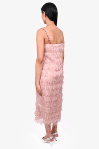 Max Mara Mauve Feather Sleeveless Midi Dress Size 40