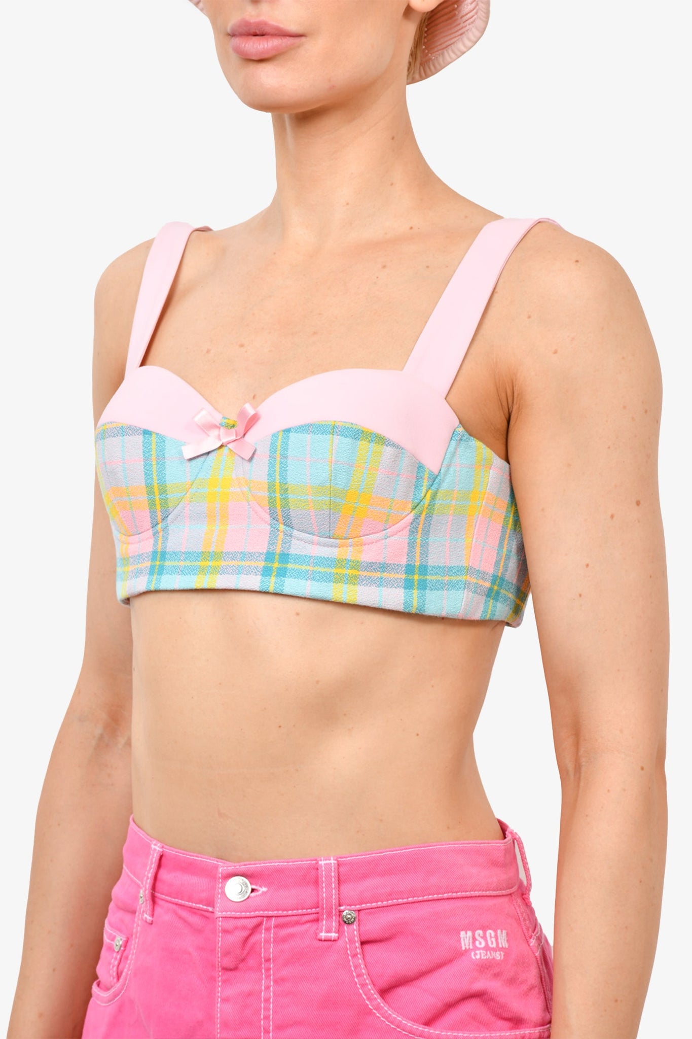 Moschino Pink/Blue Bustier Sleevess Bra Top sz 38 w/ Tags – Mine & Yours