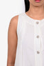 Pre-loved Chanel™ White Cotton Pleated Sleeveless Dress Crystal Floral Buttons Size 36