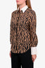 3.1 Phillip Lim Brown/Black Eyelet Patterned Button Down Size 2