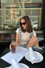 L'acadmie Navy/White Striped Top Size XS