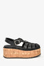 Prada Black Foam Rubber Cork Platform Sandals Size 37