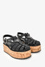 Prada Black Foam Rubber Cork Platform Sandals sz 37