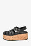 Prada Black Foam Rubber Cork Platform Sandals Size 37
