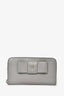 Prada Grey Leather Bow Long Zip Wallet