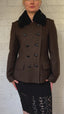Burberry Brit Brown Wool Shearling Collared Jacket Size 10