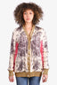 Gucci Gold "Loved" Wool/Pink Floral Silk Reversible Cardigan Size M