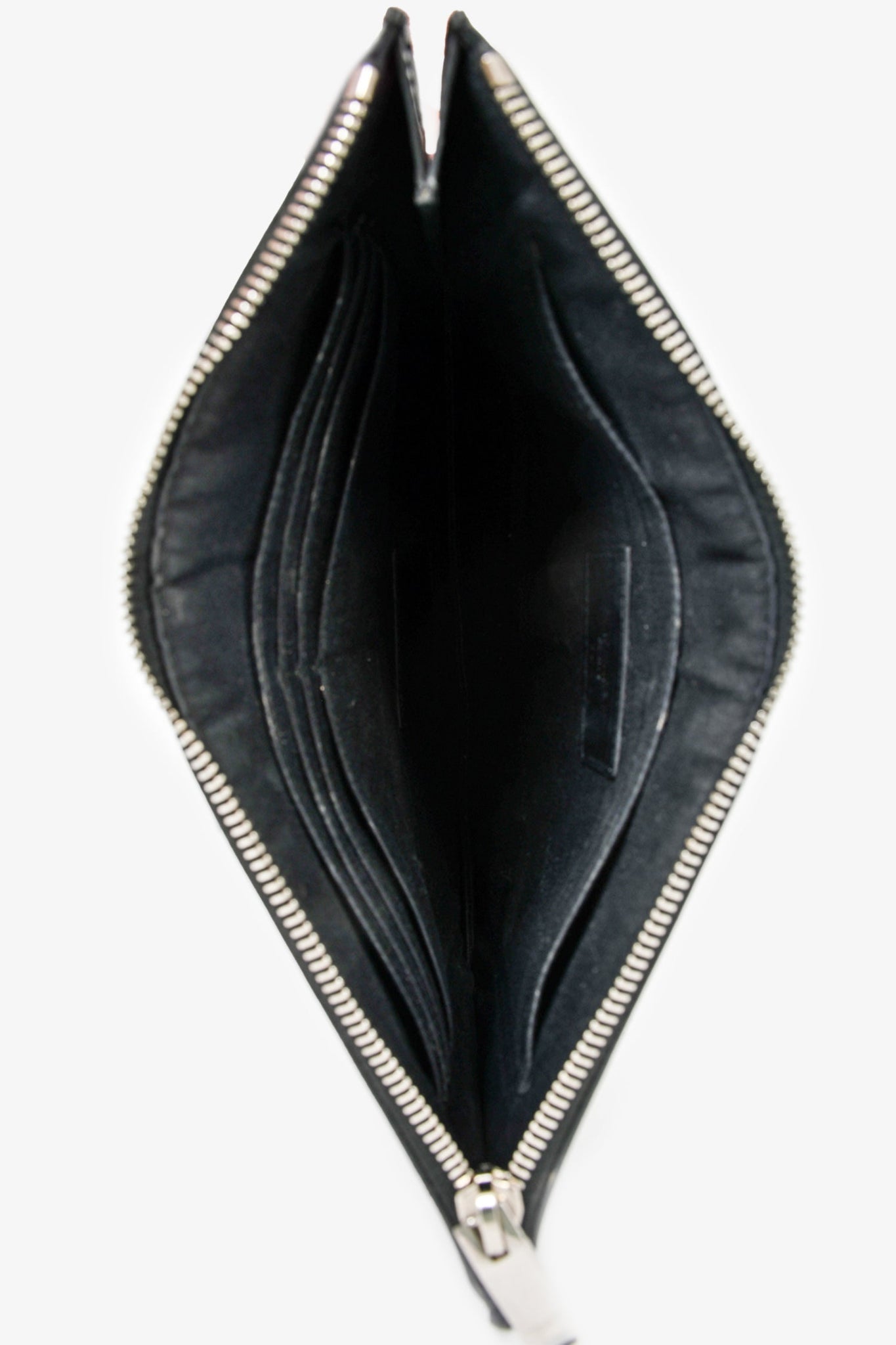 Saint Laurent Black Grained Leather Zip Clutch