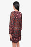 Ulla Johnson Black/Red Patterned Silk Drawstring Dress Size 0