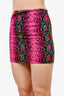 Versace Pink/Black/Green Snake Printed Cut Out Mini Skirt Size 40
