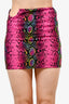 Versace Pink/Black/Green Snake Printed Cut Out Mini Skirt Size 40