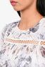 Zimmermann Grey Floral Sheer Silk Blouse Size 1