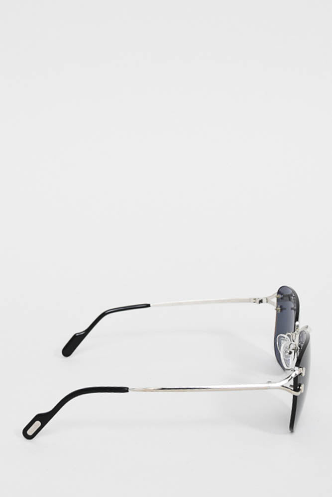 Cartier Rimless Rectangle Sunglasses with Thin Silver Sides