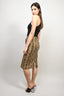 Yves Saint Laurent Rive Gauche Beige Cotton Midi Pencil Skirt with Leopard Print Silk Tie Detail Size 36