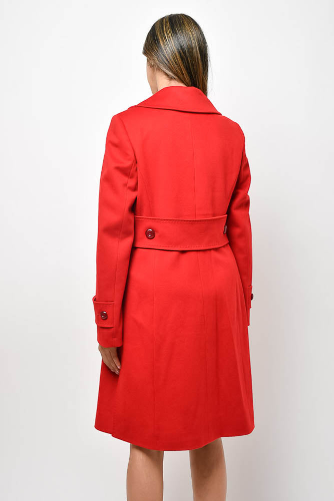 Loro Piana Red Virgin Wool Single Breasted Coat Size 44
