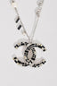 Pre-loved Chanel™ Silver/Black Crystal "CC" Necklace with Pearl Detail