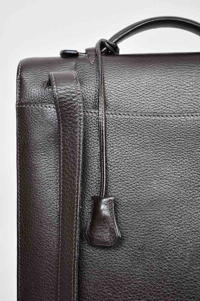 Pre-Owned Hermes Brown Leather Depeche Messenger Bag w/ Shoulder Strap